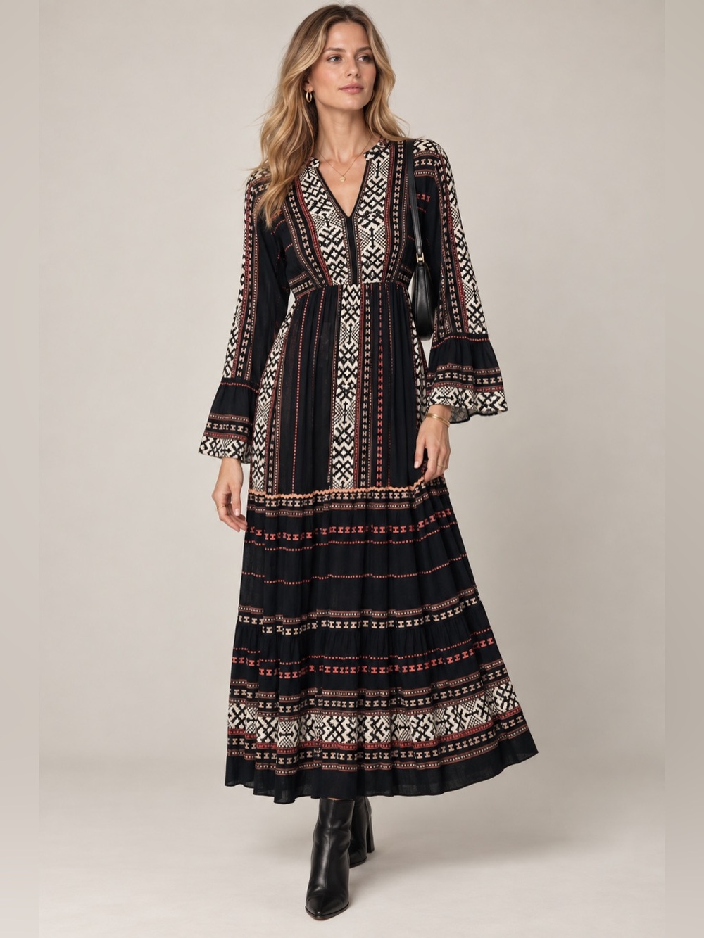 Area Stars Hudson Southwest Geometric Boho Maxi Dress Small